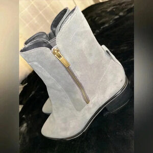 Cole Haan Womens Teegan Gray Suede Boots Block Heel Ankle Booties Size 9 B Zip
